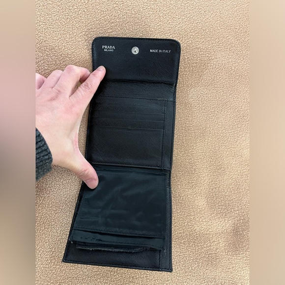 Preowned Prada Nylon Logo plate black trifold wallet - Picture 7 of 15